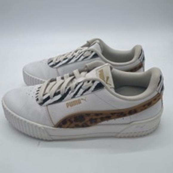 Women's Puma Carina Animal Print Sneaker White/Brown Size 7 - Picture 3 of 7